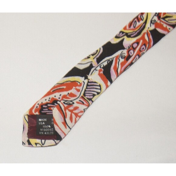 Abstract Summer Tie by Silhouettes 100% Viscose Made in USA 3-3/4" x 60" Vintage - Picture 3 of 5
